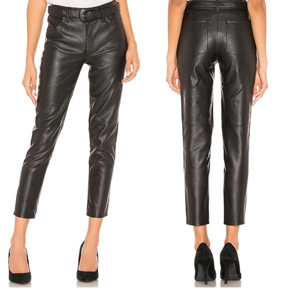 Free People Pants - FREE PEOPLE belted vegan leather pants size 24